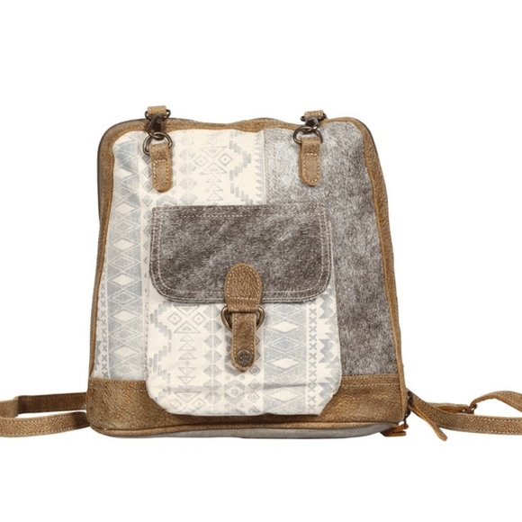 Leather Patch Convertible Backpack - Picture 1 of 5